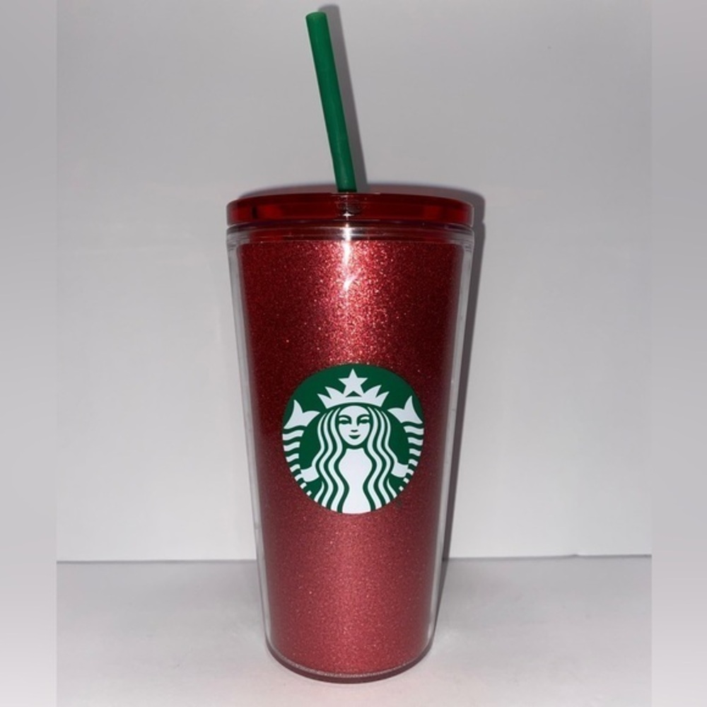 Starbucks Sparkling Red Glitter Holiday Tumbler 16oz, Cold brew